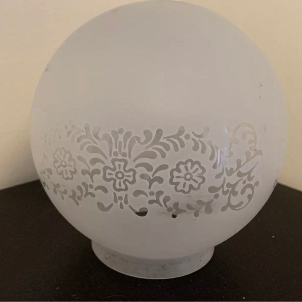 Vintage Floral Frosted Acid Etched Glass Ball Globe Lamp Light Chandelier. Base